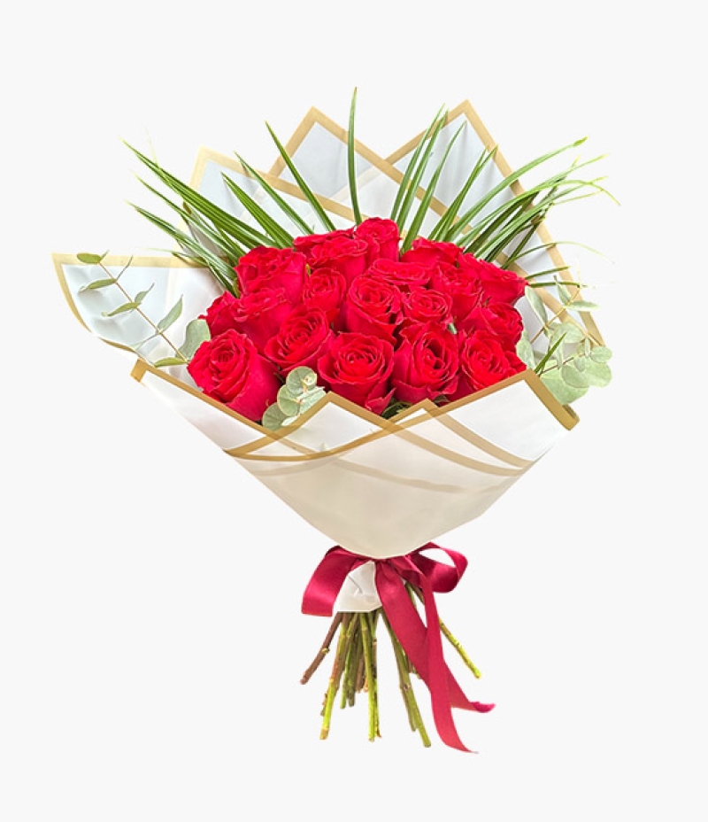 15 Kırmızı Gül Buketi